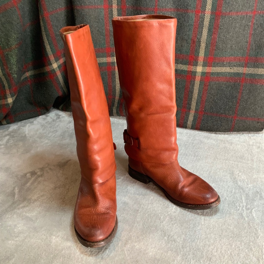 Frye Shirley Over The Knee Cognac Leather Riding Boots 77827 Womens 7.5B